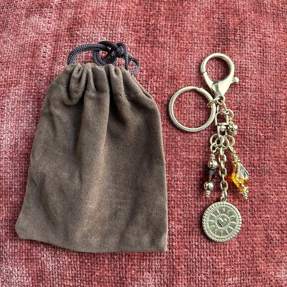 GOLD SUNFLOWER, DANGLE BEAD Bag Charm - Picture 1 of 7